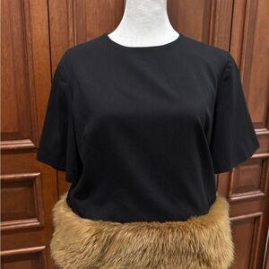 ASOS Black Top with Faux Fur Hem